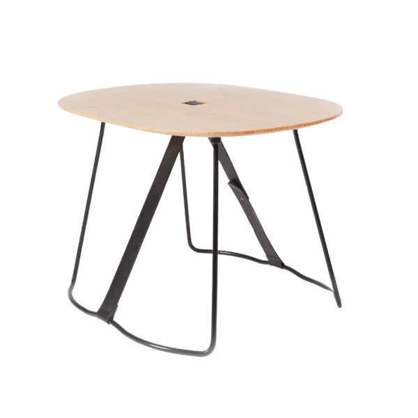 Table basse en bois avec sangle en cuir